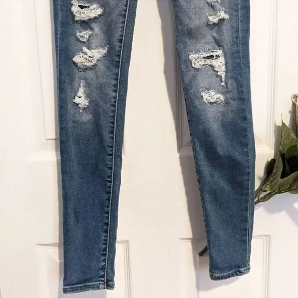 AEO High Rise Jeggings Distressed Denim Skinny Raw - Picture 3 of 8